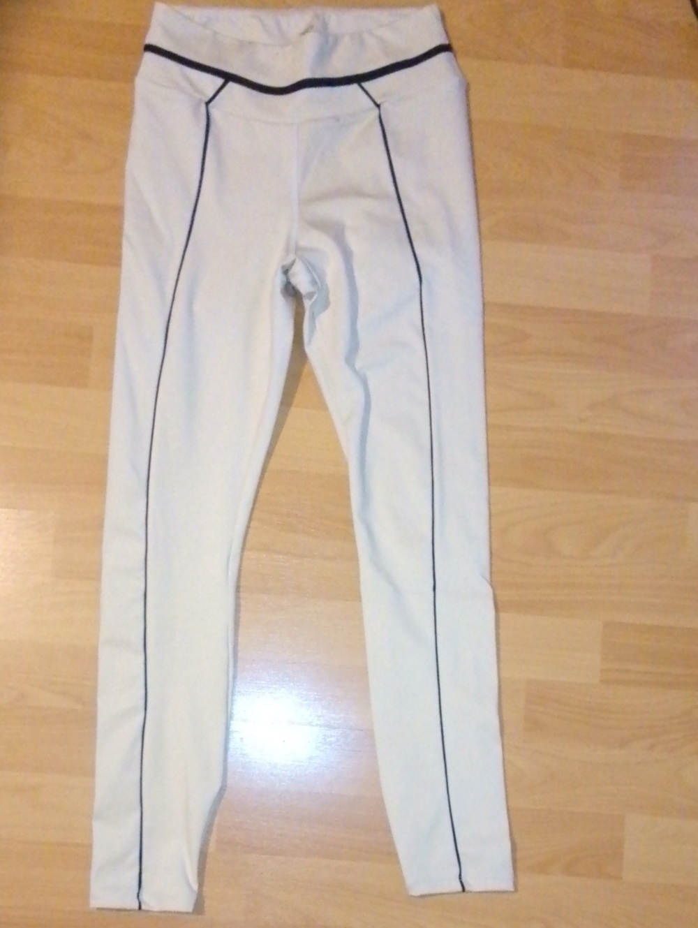 Women Beige Performance Pants with Contrast Piping